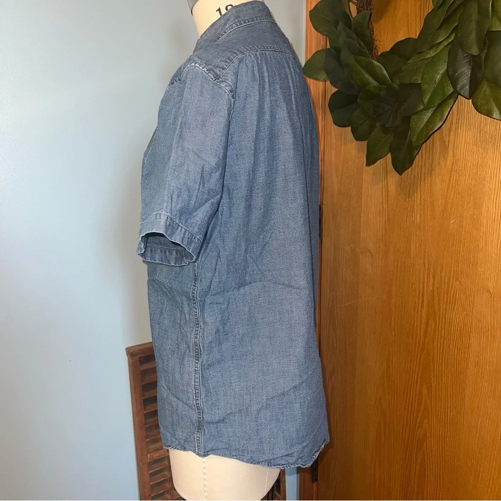 Banana Republic Blue Casual Button Down Shirt‎ Denim Short Sleeve Large Cotton